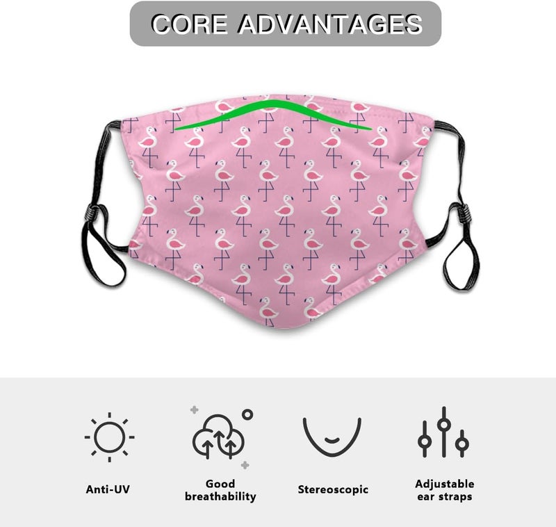Beubebim Cute Dolphins Wave Face Mask Adult Washable Reusable Pleated Anti Dust Mask with 2 Filter for Women Men Decorative - Image 4